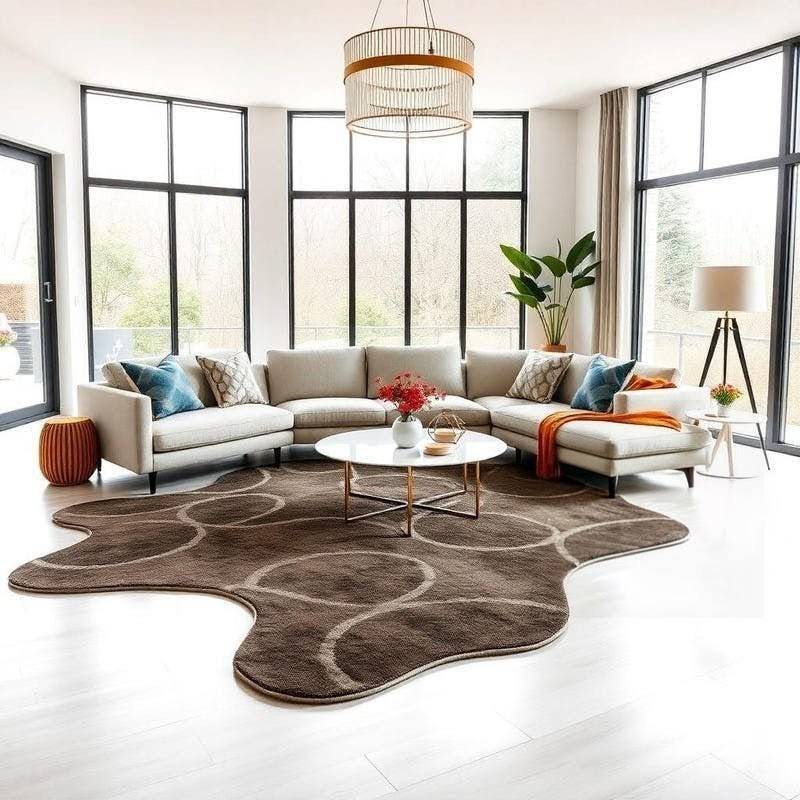 Luxury Decorative Rug Hand Tufted Woolen Brown Pattern Bhadohi Natural Rug Home Decor Best Price Modern Brown Pattern Rug